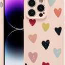 ZTOFERA Soft Case for iPhone 12 Pro Max, 6.7-Inch, Silicone Shockproof Protective Bumper Cute Hearts Pattern Girls Women Back Case Cover Compatible with iPhone 12 Pro Max, Pink