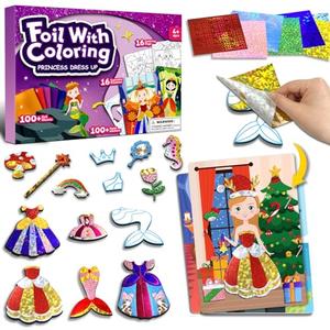 Foil Art Craft Activity for Kids.Foil Foam Stickers Princess Dress-Up Paper Dolls Play Set.2 in 1 Art and Craft for Kids,Creative Travel Toys, Birthday Gifts for Boys & Girls Ages 4 and Up Purple