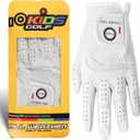 FINGER TEN All Premium Cabretta Leather Golf Gloves 1 Pack for Kids Boys Girls Toddler Youth Junior, Comfortable Soft Glove Breathable Grip Fit Left Hand for Right Handed Golfer (Medium, White)