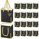 EQOREIIN 60pcs Mini Gift Bags with Handles, 4 x 4.7 x 2.2 inches Small Gift Bags with Tag, Tiny Small Thank You Gift Bags for Party Favor Christmas Thanksgiving （Black, Gold）