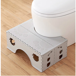 Foldable Toilet Stool, 7 inches Healthy Squatting Posture Poop Stool with Anti-Slip Feet by CHEAGO, Portable Travel Foot Stool for Toilet, Unique Folding Design Compact&Wide footrest (Cloud Grey)