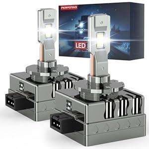 PERPOTAO Upgraded D1S/D1R Bulb, 46,000LM, 800% Brightness, 6,000K White, 10x Cooling, Xenon HID Replacment, Fast Plug, Fog Light, Compatible 99.99%