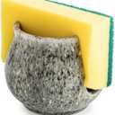 Ceramic Sponge Holder, Kitchen Sponge Holder Sink Caddy Organizer Dish Rack for Kitchen Sink Suction, Bathroom, Brush, Special Gray (Barrel-type)