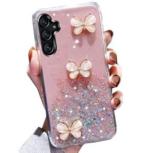 Changjia for Samsung Galaxy A15 5G Glitter Case,Cute 3D Butterfly Bling Glitter Sparkle Shiny Soft TPU Silicone Clear Shockproof Women Girls Slim Thin Protective Phone Case for Galaxy A15 5G 6.5",Blue
