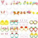 48 Pcs Paper Easter Glasses and Headband for Adult Bunny Ear Eyeglasses Easter Egg Headwear Rabbit Chick Photo Prop Costume Favor Gift Decor Supplies Basket Stuffer