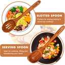 Large Wooden Spoons for Cooking, 2Pack Natural Teak Wood Cooking Spoon Set, Non-Stick Slotted and Corner Spoon, Heat-Resistant Wooden Spatula Spoon for Serving and Mixing