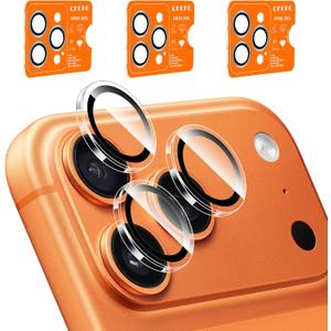 QHOHQ 3 Set Camera Lens Protector for iPhone 17 Pro Max/17 Pro/16 Pro Max/16 Pro/15 Pro Max/15 Pro, Individual Anti Shatter Lens Protector,[15FT Military Grade Protection],1-Second Auto-Install- Clear