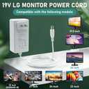 AC Adapter for LG LED LCD 19" 22" 23" 24" 27" 29" 32" 34" UltraWide IPS Curved LED 4K UHD Monitor ADS-25FSG-19 34UM69G-B 34UC79G 34UC99-W 32UD99 22LN4510 24M47VQ ADS-40FSG Power Supply Cord