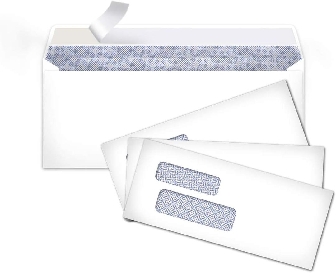 Amazon Basics #9 Security Tinted Double Window Envelopes for Invoices and Documents, Self-Seal, 3-7/8" x 8-7/8", White, 500-Pack