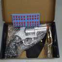 Revolver Toy Gun with Holster Silver - Soft Bullet Western Cowboy Prop Revolver Gun Plastic Play Guns Pistol for Kids Boys Age 6+ Foam Blaster CS Toy Rifle Sniper Small Hand Gun Cosplay Shoot Games