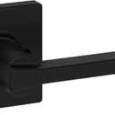 Kwikset Casey Dummy Door Handle, Single Sided Lever for Closets, French Double Doors, and Pantry, Matte Black Non-Turning Reversible Interior Push/Pull Lever, with Microban Protection (1 count)