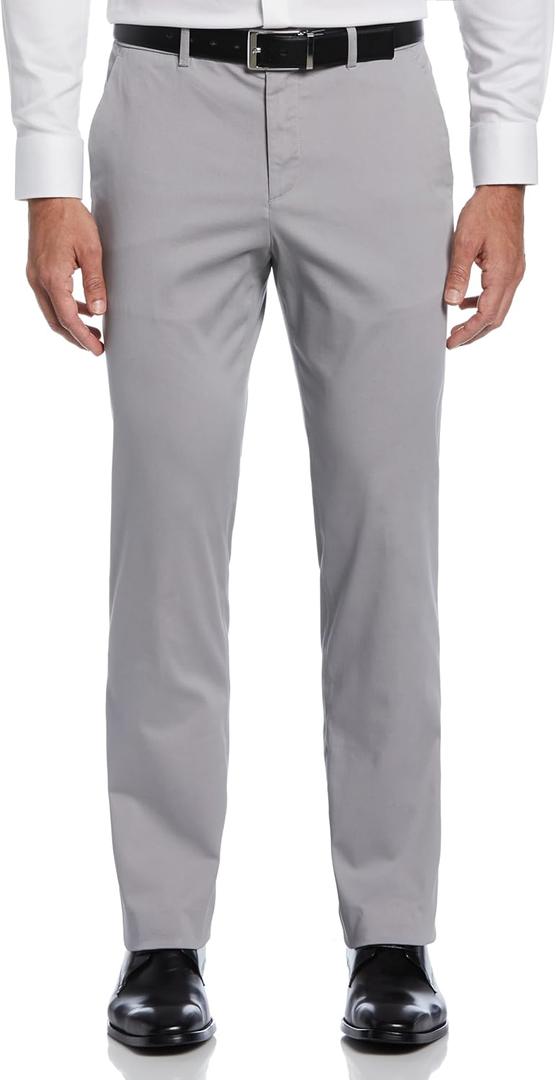 Perry Ellis Mens Portfolio Essentials Slim Fit Cotton Active Waistband Dress Pant (34W x 32L, Chiseled Stone)