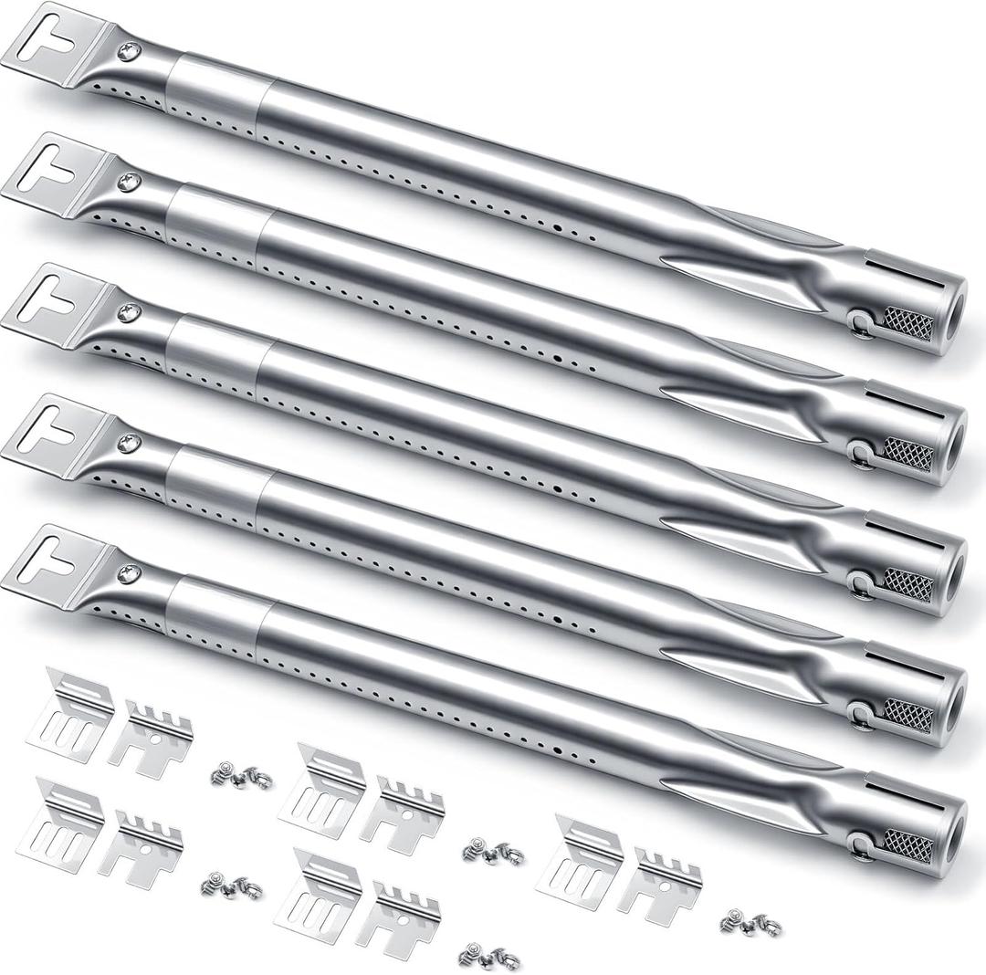 5 Pcs Universal Adjustable Grills Burners Replacement (12 Inches to 17.5 Inches) for Gas Grills Stainless Steel Compatible with 810-2410-s, 810-2411-f, 810-2411-s, 810-3885-f, and 810-9490-0