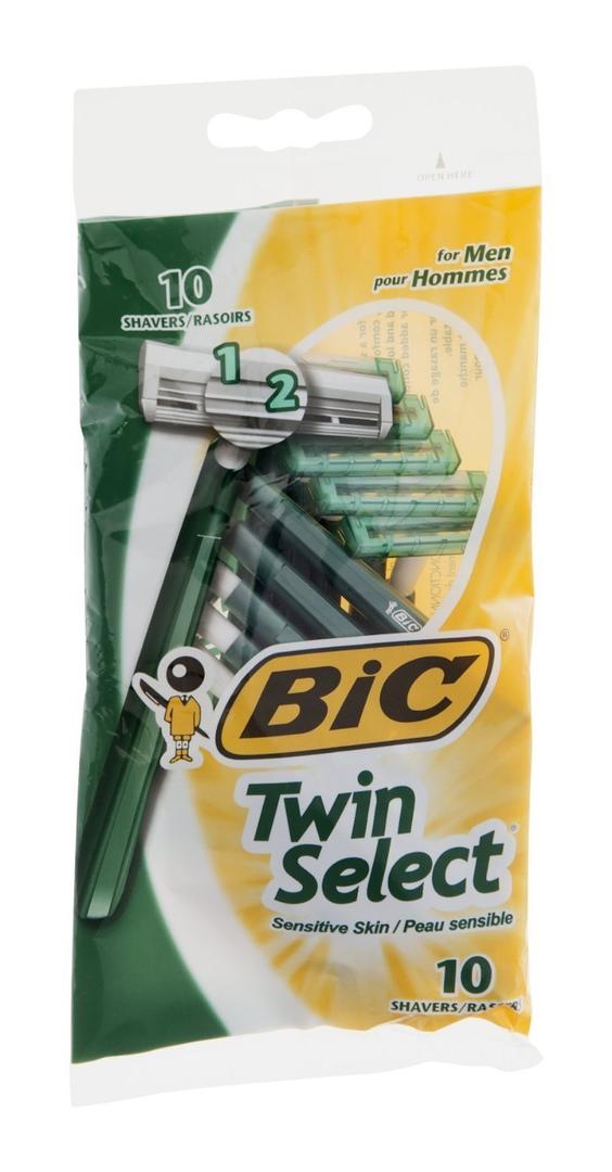 Bic Twin Select, Sensitive Skin, Disposable Shaver for Men, Pack of 5 (10 Razors Per Pack)