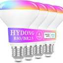 Smart RGB Bulb,BR25/R80,Smart Bulbs Compatible with Alexa,Color Changing LED WiFi Bulb 12W,2.4Ghz WiFi Only.E26/E27Base,4Packs