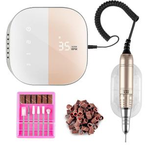 Madenia Professional Nail Drill Machine for Acrylic Nails, 35000RPM Compact Cute Electric Nail Drills with Touch Screen Efile Nail Drill E File Kit for Salon Home Manicure Pedicure Use, Pink (Jmd-108 Pink)