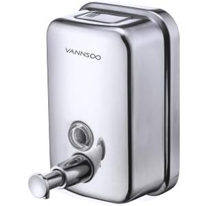 Commercial Soap Dispenser Wall Mount Stainless Steel Manual Liquid Pump Rust-Proof Leak Free for Bathroom (17 fl oz / 500ml)