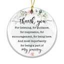 Thank You Gift Ornament 2025 – Teacher Gift Ornament, Appreciation Present for Teacher, Mentor, Friend, or Coworker, Floral Eucalyptus Ceramic Keepsake with Inspirational Quote