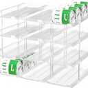 Can Organizer For Pantry,3 Sets 4 Tiers Pantry Organizers And Storage, Pantry Organizer for Fridge 36 Standard and Tall Cans Rack Automatic Rolling Stackable Canned Food Organizer, Clear