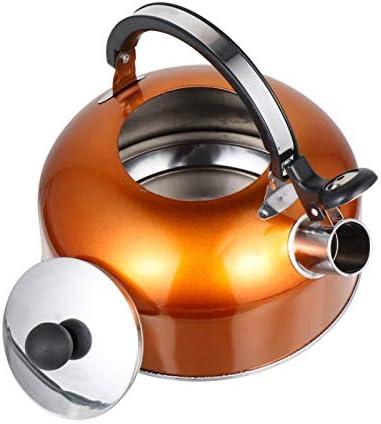 Tea Kettle for Stove Top Stainless Steel Tea Kettle Stovetop Whistling Teakettle Teapot with Handle Coffee Kettle for Home Restaurant Hotel Orange