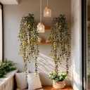 Artificial Hanging Plant 2 Pcs Faux Plant Ivy Vine Faux Eucalyptus Vines Fake Potted Greenery for Wall Living Room Home Shelf Office Bathroom Outdoor Indoor Decor (Type 3)