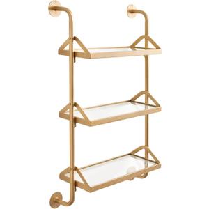 Kate and Laurel Marit Three-Tiered Wall Shelf, 18 x 6 x 30, Gold, Glam Decorative Floating Shelf Storage and Wall Organizer for Over The Toilet Storage Bathroom Display (18x6x30)