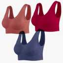 Lemef 3-Pack Seamless Sports Bra Wirefree Yoga Bra with Removable Pads for Women.L