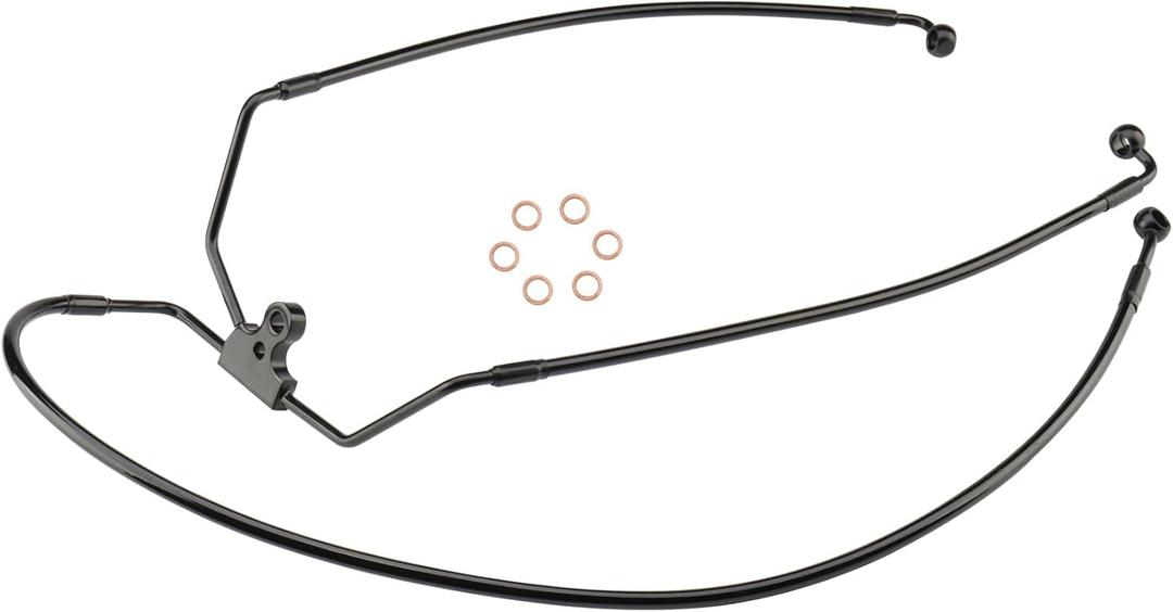 16" Handlebars Extension Front Brake Line for Harley 1996-2013 Touring Road King/Road Glide/Street Glide/Electra Glide NO ABS Models, Stainless Steel Braided Brake Cable, Black