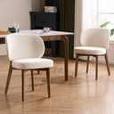 YOUNUOKE Upholstered Dining Chair, Modern Chenille Fabric Dining Room Chair with Wood Legs, Widen Backrest Comfy Side Kitchen Chairs, Beige (Single Pack)