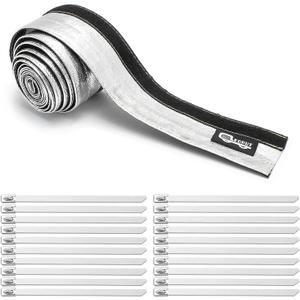 Heat Shroud Aluminized Sleeving Heat Shield fuel line wire heat sleeve 1/2" I.D. x 10FT with 20 Pcs 3.9Inch Stainless Steel Cable Metal Zip Ties