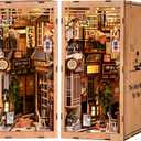 CRIOLPO Book Nook Kits for Adults - DIY Miniature Bookshelf Insert with LED Lights, Creative Craft Book Nook Kits for Adults, Cat Waiting Alley Japanese bookends Gifts for Family Friends Lovers