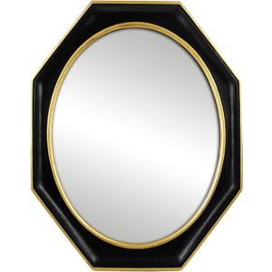 Vintage Wall Mirror, Black Octagon Framed Mirror with Oval Center, Gothic Wall Decor for Bathroom Living Room Hallway Entryway Vanity, 13.5 x 16.5 Inch