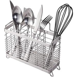 KESOL Stainless Steel Utensil Holder, Utensil Drying Rack with 3 Divided Compartments, Rust-Resistant Utensil Drying Basket, Silverware Drying Basket, Utensil Drainer for Dish Rack (Mesh Grid Pattern)
