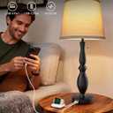 EppieBasic Table Lamps for Living Room Set of 2, Farmhouse Lamp for Bedroom 22" with 3 Dimmable Ways, USB-C+A Charging Ports Nightstand Lamps, Bulbs Included