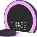 ANJANK Super Loud Alarm Clock with Wireless Bed Shaker, Vibrating Dual Alarm with Light Wake Up for Heavy Sleepers & Hearing Impaired, 9-Color Night Light, 8 Sounds, 0-100% Dimmer, USB Charger
