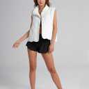 Gacaky Women's Puffer Vest Sleeveless Button Down Outerwear Warm Quilted Lightweight Down Winter Jackets Coats (S)