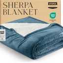 Utopia Bedding Sherpa Blanket Queen Size (Stone Blue, 90x90 Inches) - Soft Lightweight Plush Fleece Reversible Blanket for Bed, Sofa, Couch, Camping and Travel