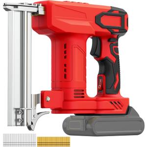 18 Gauge Brad Nailer Cordless for DE WALT 20V Battery (No Battery), 2 in 1 Staple Gun/Nail Gun Battery Powered with 2000 Nails for Wood, Drive up to 1-1/4 in Nails & Crown 7/8 in Staples, Red