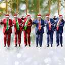 Donald Trump Christmas Ornament 2024 Set of 6 - Trump Ornaments for Christmas Tree, Trump Dancing Ornament, Trump Xmas Gifts for Supporter Trump Pendant Christmas Decorations (Blue+Red)