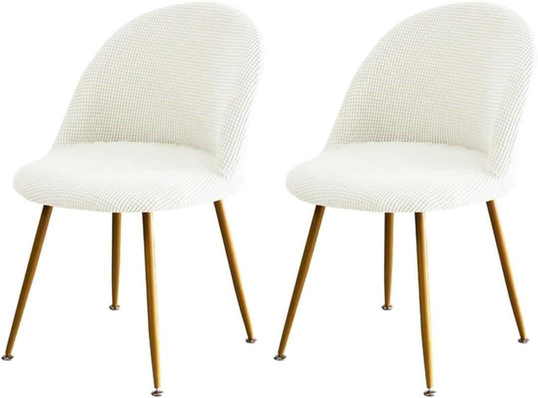 2 Pack Spandex Armless Mid Century Accent Back Chair Cover Short Back Chair Covers Slipcover for Living Kitchen Room (White)