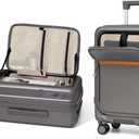 ROAMING Expandable 20 Inch Carry On Luggage With Mute Brake Wheels Airline Approved Hard Shell Suitcases with Front Pocket Top Opening Luggage with TSA Lock for Short Business Travel, Palm Grey