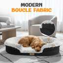 Fluffy Orthopedic Dog Bed for Large & Extra Large Dogs, Calming Plush Sofa Bed with Curved Bolster Support and Egg-Crate Foam Base, 43" Cozy Oval Pet Donut Bed with Washable Cover, Gray