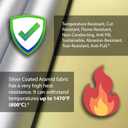 Flame Resistant Aramid Silver Coated Fabric 315GSM para Aramid 1500D Temperature Resistant Cut Resistant Fire Retardant (Silver Coated, 12 x 57)