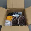 3-in-1 Mini Belt Sander with 20 Sanding Belts, 15° Angle Knife Sharpener and Variable Speed Grinder for Woodworking, Metal Polishing, DIY and Jewelry Making