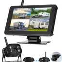 Wireless Backup Camera for Truck with AI Alarm, RV Bluetooth Backup Camera Night Vision Back up Camera IP69 Waterproof Reverse Rear View Cam with 7" HD 1080P Monitor for Trailer Camper Car