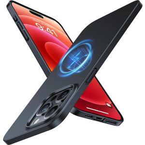 TORRAS Magnetic Slim-Fit for iPhone 15 Pro Max Case, Ultra-Thin 15 ProMax Phone Case Compatible with MagSafe, Lightweight Anti-Scratch Matte Hard iPhone 15 ProMax Case 6.7 inch OriginFit, Black