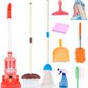 Meland Kids Cleaning Set - 8Pcs Toddler Broom and Toy Vacuum Cleaner, Pretend Play Children House Cleaning Toys, Christmas Birthday Gift for Girls and Boys