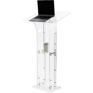 Acrylic Podium Pulpit Stand, 45.5" Clear Podium Stand with Storage Shelf for Classroom, Weddings, Conference, Concert, Professional Presentation Podiums
