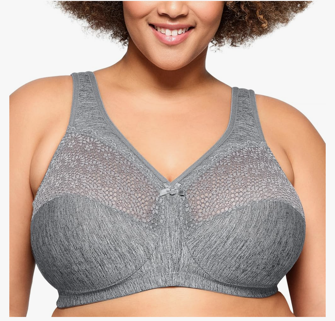 Glamorise Women's Plus Size MagicLift Moisture Control Bra Wirefree #1064,Size 50 H