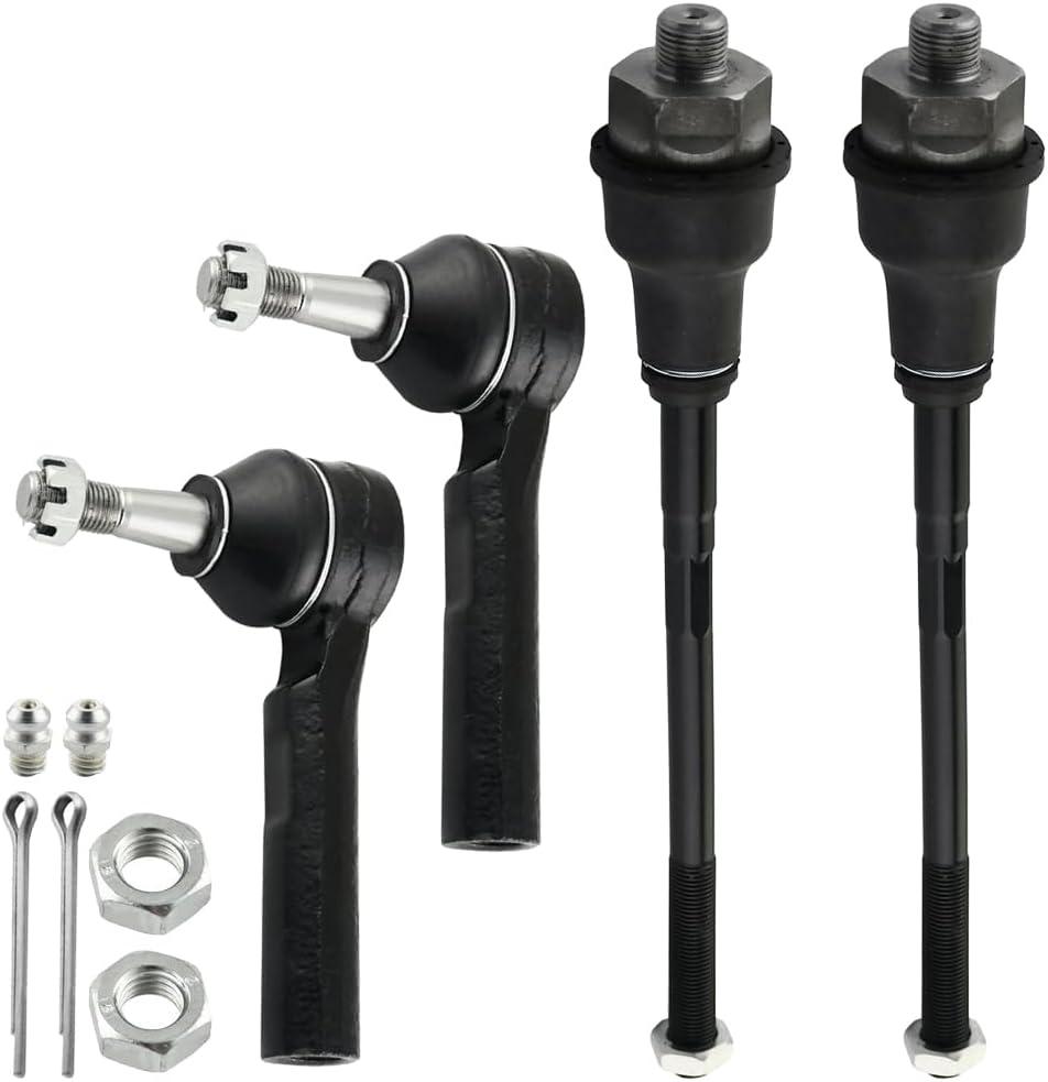 Front Inner Outer Tie Rods Fit for 1999-2006 Chevy Silverado 1500 Suburban Avalanche Tahoe, GMC Sierra 1500 Yukon XL, for Cadillac Escalade ESV EXT Tie Rod Ends 4pc- ES3488 ES3493
